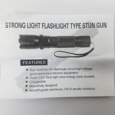 Red Flashlight Stun Gun with Charging Cord & Belt Loop Holster - New