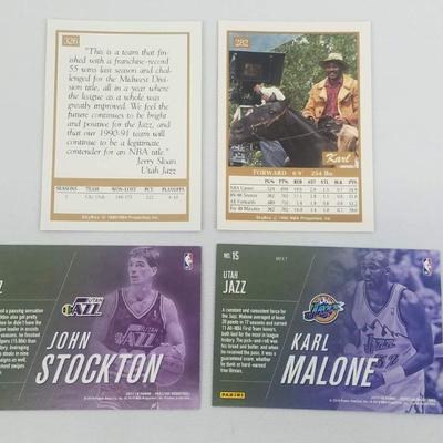 4 Utah Jazz Cards. Sloan, Malone, & Stockton. Panini 18-19 & SkyBox 1990 - New