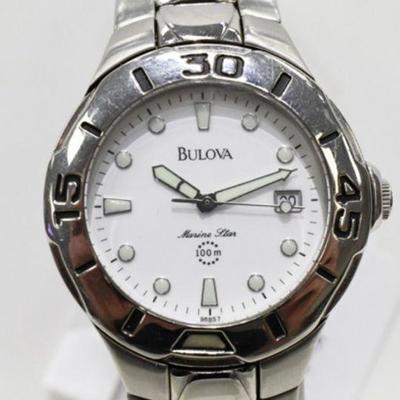 Bulova Marine Star 100M Mens Quartz Watch, Stainless Steel Band & Case