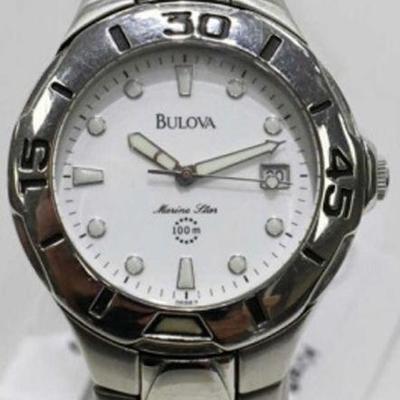 Bulova Marine Star 100M Mens Quartz Watch, Stainless Steel Band & Case