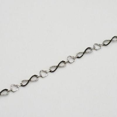 Sterling Silver Black/White Crystal Infinity Bracelet