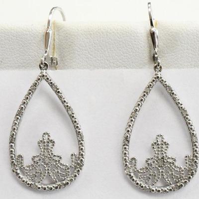 Sterling Silver/Natural Diamond Earrings - New