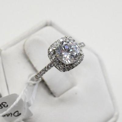 Sterling Silver & CZ Solitaire Ring - New