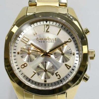 Caravelle NY 44L118 Men's St. Steel Gold Plated Chronograph WR. Watch 