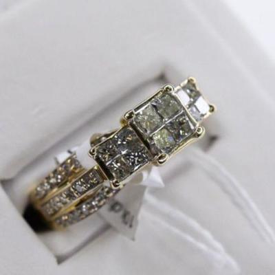 10K Yellow Gold & Genuine Natural Diamond Engagement Ring - 1.3ctw