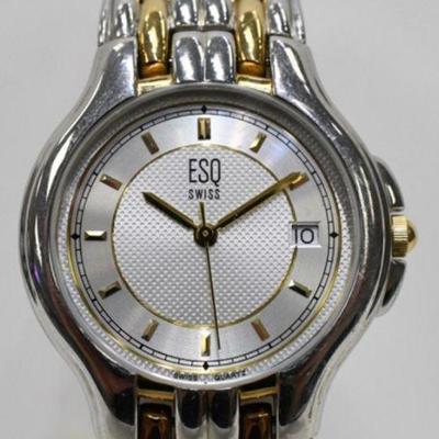 Two-Toned Quartz ESQ Swiss Movado Round Man's E5006 Stainless Steel Watch