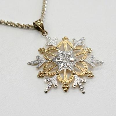 Sterling Silver Snowflake Pendant & Necklace - New