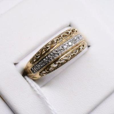 14K Yellow Gold & Natural Diamond Mom Ring - New
