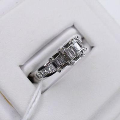 Engagement Ring - 14K White Gold & Genuine Natural Diamond Ring - .80ctw