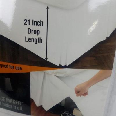Extra Long Bedskirt, Queen Size, White - New