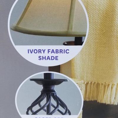 BH&G 5 Foot 1 Inch Floor Lamp, Iron Cage, Ivory Shade, 3-Way Switch - New