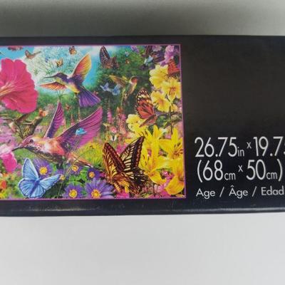 1000 Piece Puzzle. Flowers, Hummingbirds, Butterflies - New