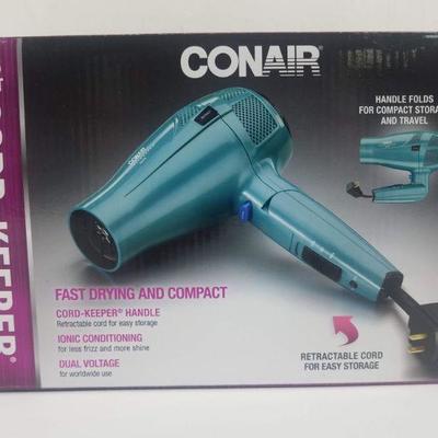 Conair Cord-Keeper Hair Dryer, Fast Drying & Compact 1875 Watt - New