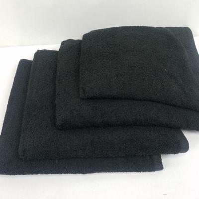 Black Towels, Set of 10: 6 Washcloths, 4 Bath Towels - New