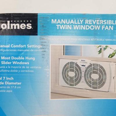 Holmes Manually Reversible Twin Window Fan. Open Box - New
