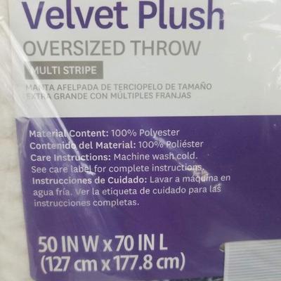 BH&G Velvet Plush Oversized Throw Multi Hickory Stripe 50x70