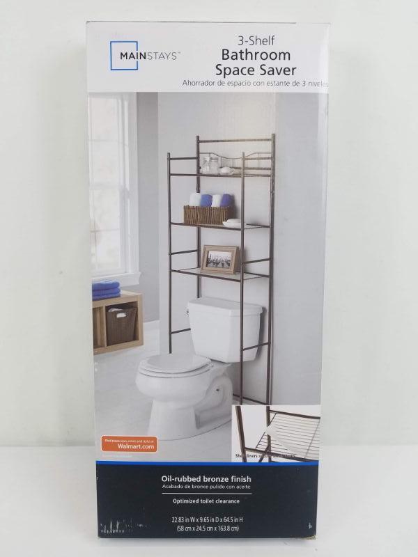 Mainstays 3Shelf Bathroom Space Saver. Oilrubbed Bronze Finish New