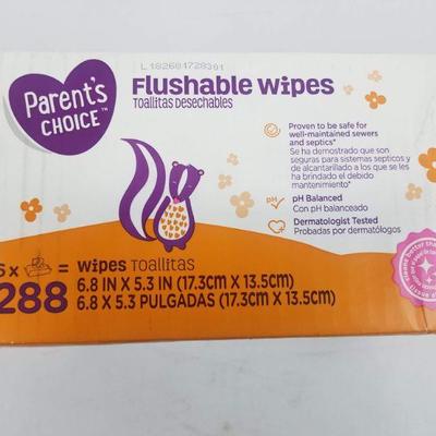 Flushable Wipes by Parent's Choice, Box of 288 Wipes - New