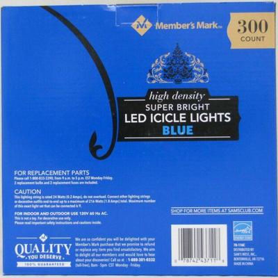 Super Bright LED Icicle Lights, Blue, 600 Count, 2 Open Boxes (300 each) - New