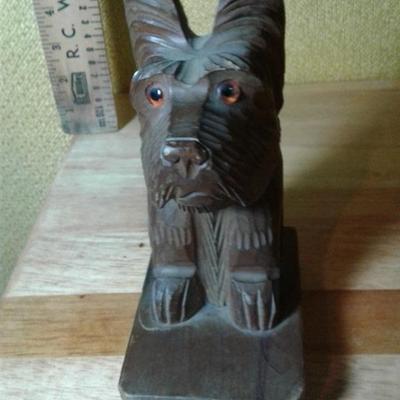 Vintage hand carved dog made in Japan