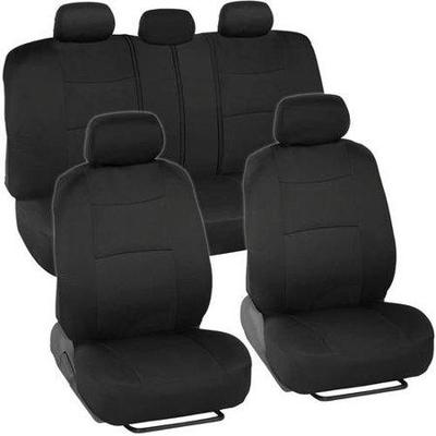 Car Seat Covers, Black. 2 Front Seats & Bench + 5 Head Rests and Clips