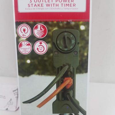 3 Outlet Power Stake with Timer