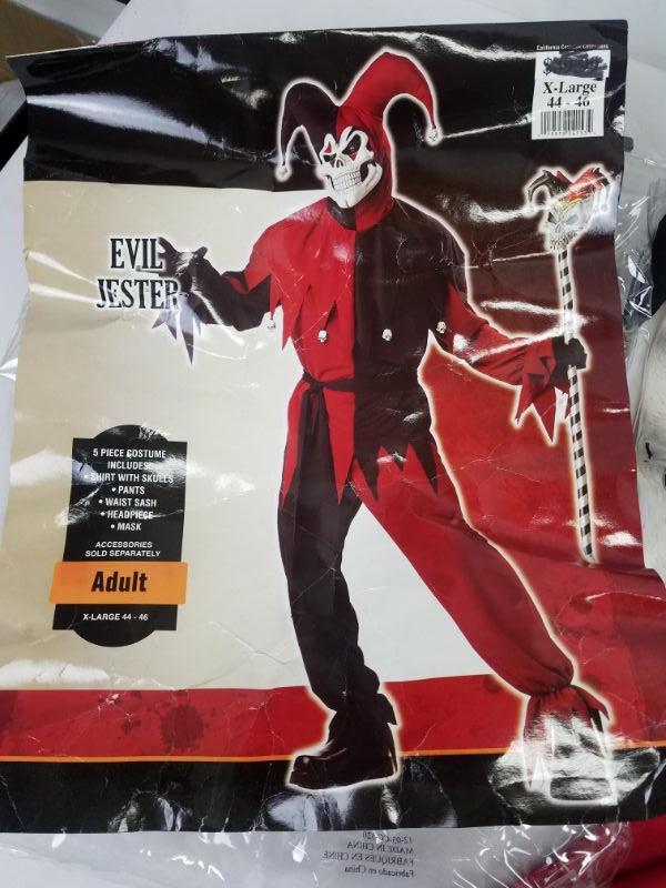 red and black jester costume