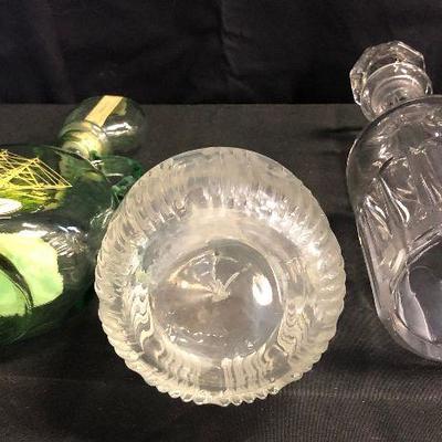 Lot 91 (3) Clear Decanters with cork tops