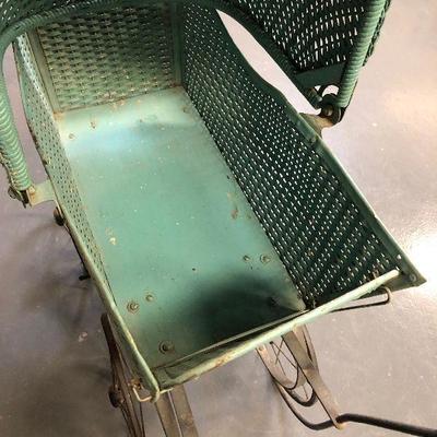 Antique blue baby buggy 
