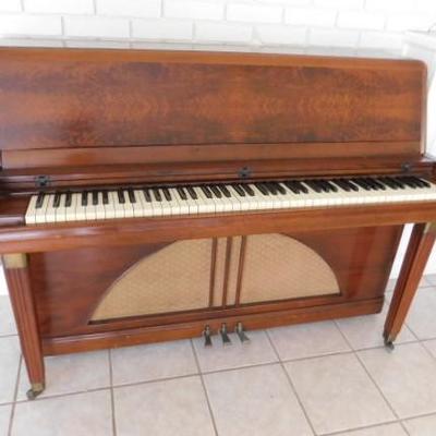 Antique Art Deco Waterfull Design Walnut H&A Selmer Piano 57