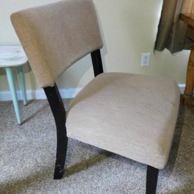 Wide Back Wood Frame Upholstered Chair Mid-Century Modern