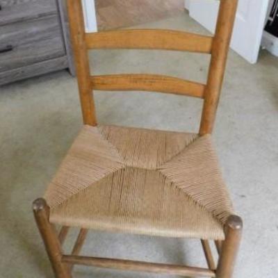 Sturdy Slat Back Chair with Rush Seat