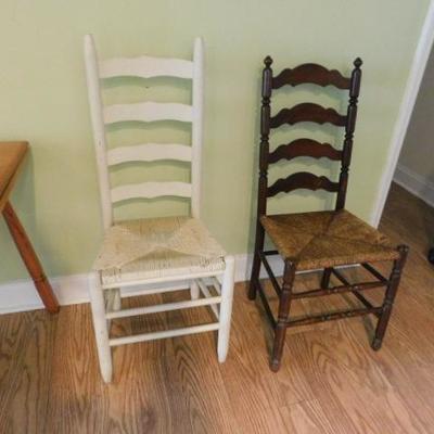 Set of Nice Ladder Back Chairs with Rush Seats