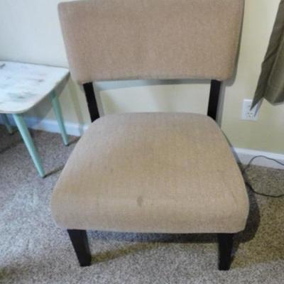 Wide Back Wood Frame Upholstered Chair Mid-Century Modern