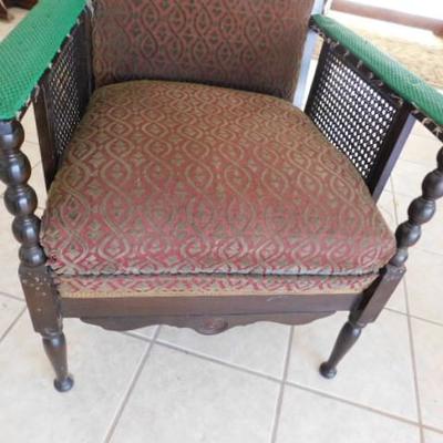 Antique Mahogany Wood Frame Upholstered Chair (Unfinished) 