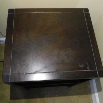 Unit #1:  Dark Wood Finish Shelved Side Table 17