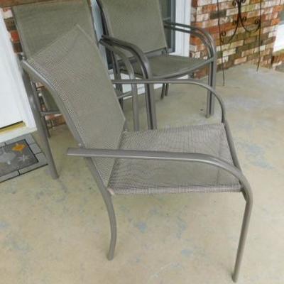 Set of 4 Outdoor Patio Chairs Metal Frame