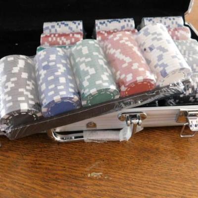 Metal Case Full of New in Wrap Poker Chips