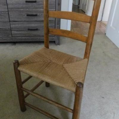 Sturdy Slat Back Chair with Rush Seat