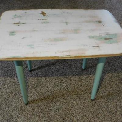 Vintage Solid Wood Chalkware Finish Side Table 26