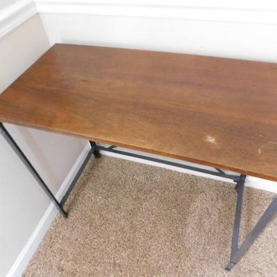 Industrial Metal Frame Work  Table with Walnut Wood Top 36