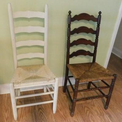 Set of Nice Ladder Back Chairs with Rush Seats
