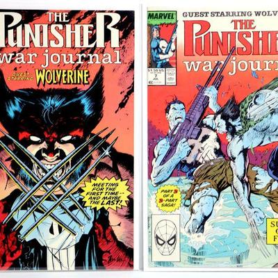 The PUNISHER War Journal #6 #7 Wolverine Marvel Comics 1989 NM