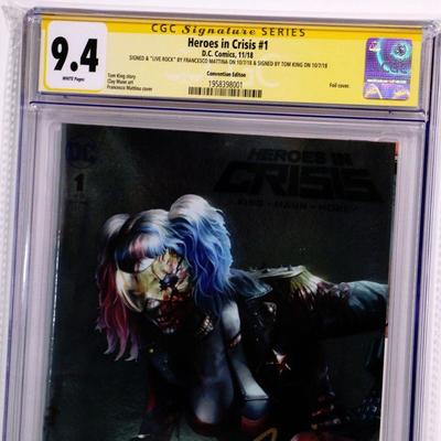 Heroes in Crisis #1 CGC 9.4 2x Signed by F. Mattina & Tom King Conv. Edition
