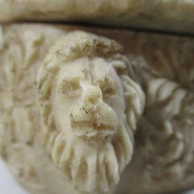 Vintage Resin Lion Head Trinket Box 
