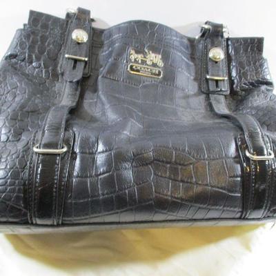 Med/Large Black Leather Coach Handbag Est 1941