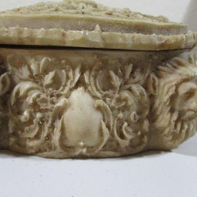 Vintage Resin Lion Head Trinket Box 