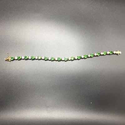 Lot 98 - Stauer .925 Bracelet with Green stones and Cubic Zirconia 