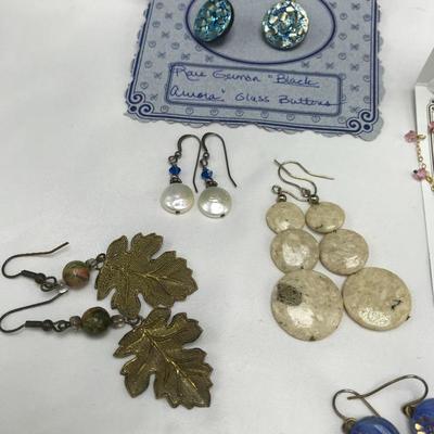 Lot 61 - Glass Button and More Artistic Earrings and Jewelry 