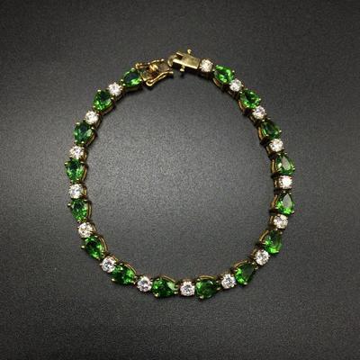 Lot 98 - Stauer .925 Bracelet with Green stones and Cubic Zirconia 